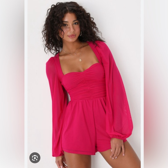 Lulu’s Playful Perfection Fuchsia Romper Size XS - Picture 1 of 8